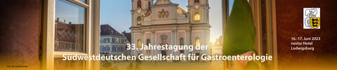 Banner zur 33. Jahrestagung der Südwestdeutschen Gesellschaft für Gastroenterologie